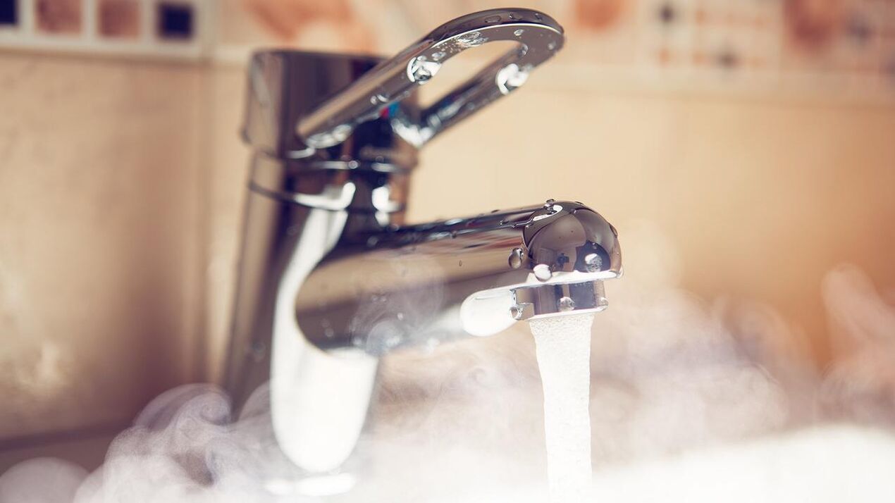 hot water faucet to steam the member before enlarging with soda